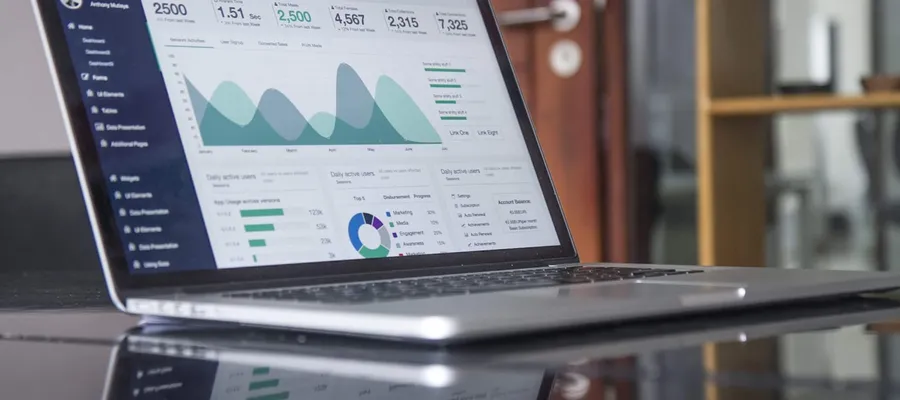 Product analytics dashboard on a laptop